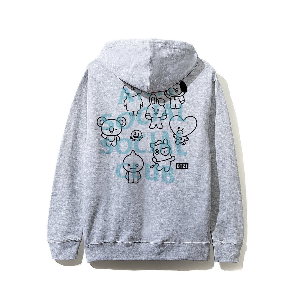 Anti Social Social Club X BT21 Grey Hoodie by Youbetterfly